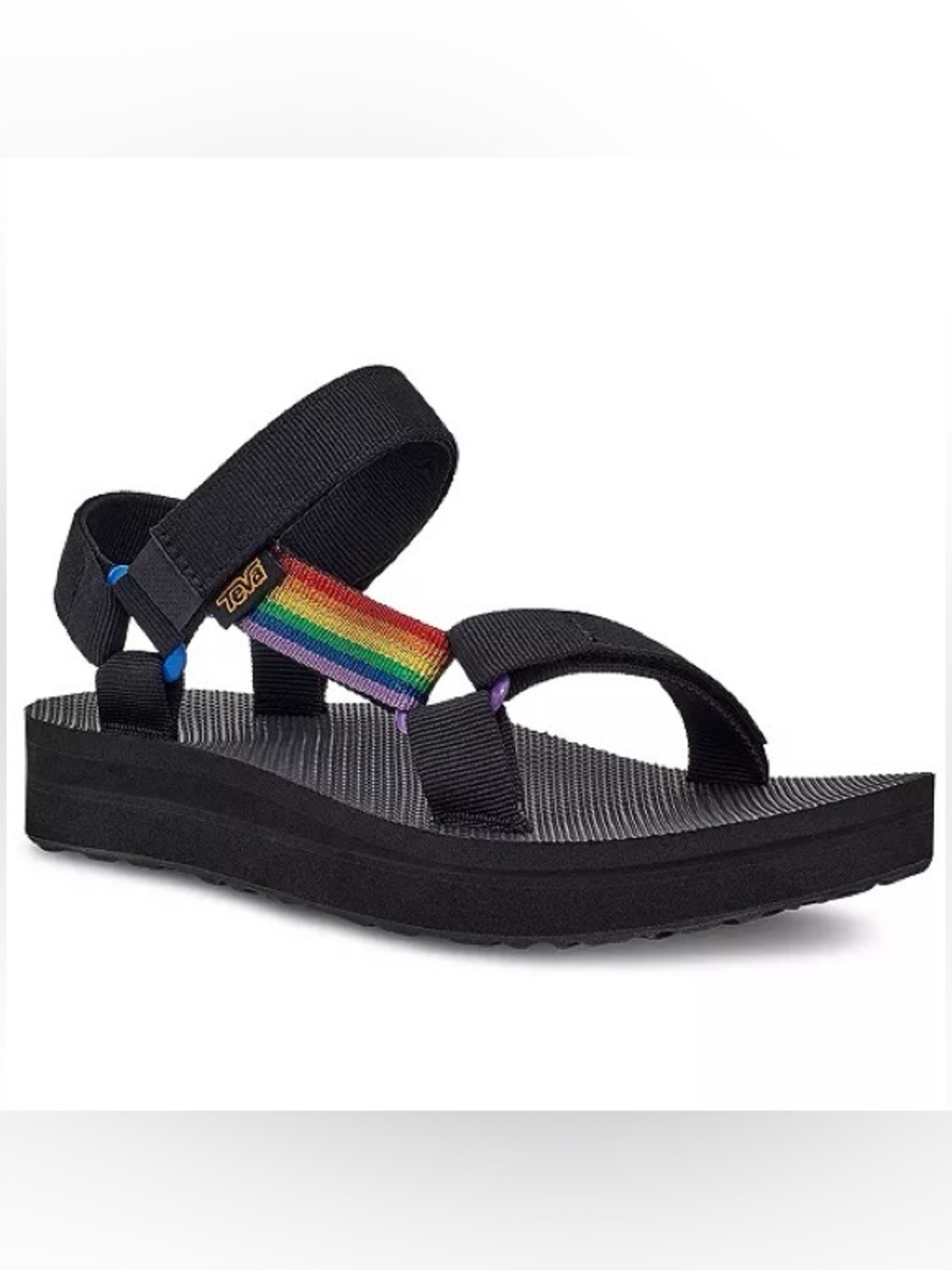 Teva Women's Black Rainbow Strap Sandal Teva Midform Universal Pride 10